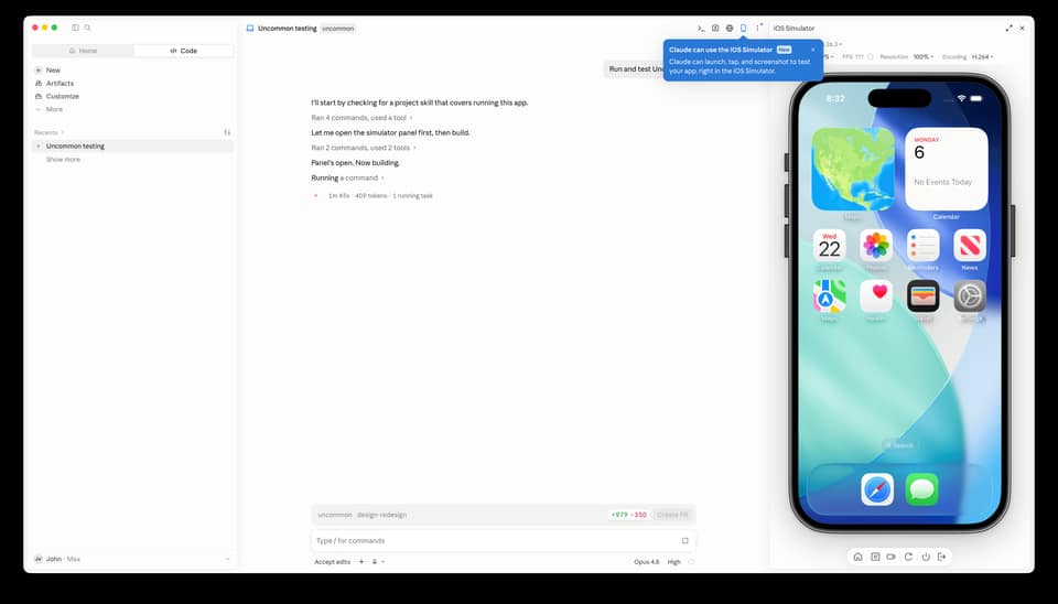 Running Simulators Inside Claude Code for Mac