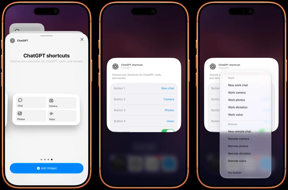 OpenAI Updates ChatGPT for iOS with Customizable Widgets for ChatGPT Work and Codex Remote