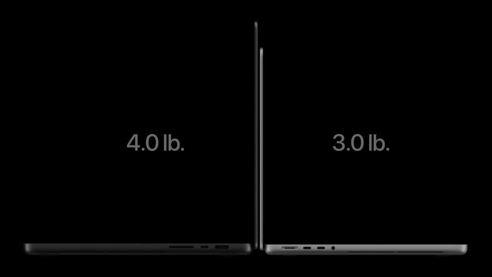 OLED MacBook Pro vs. Mini-LED MacBook Pro: Size and Weight Compared
