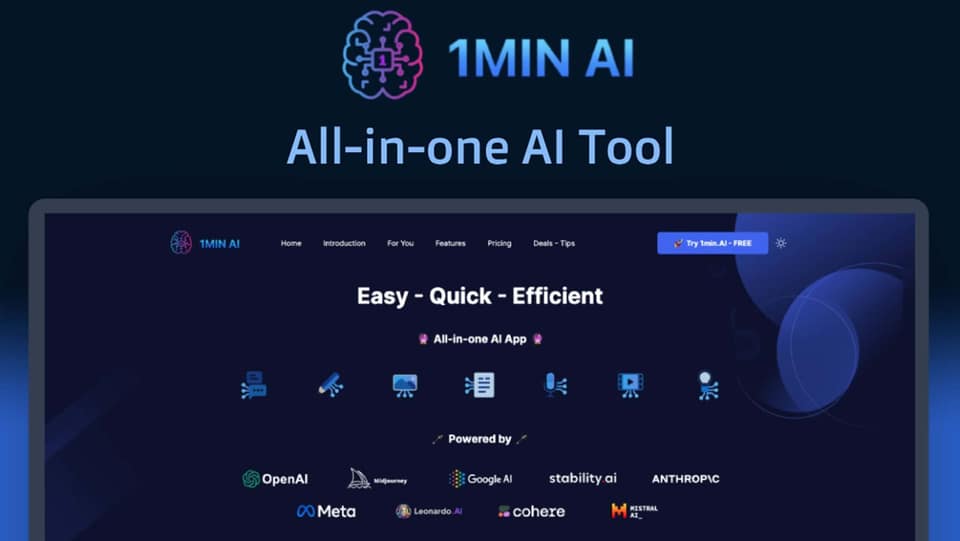 Ends soon: 1minAI puts ChatGPT and other top AIs all in one place