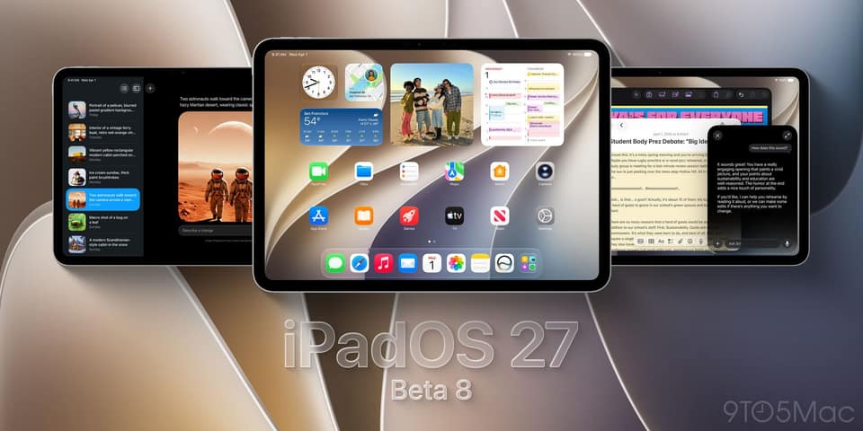 Apple releases beta 8 for iPadOS 27, watchOS 27, and more