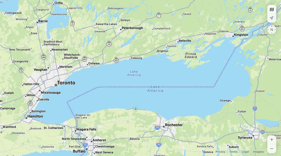 Apple Maps follows Google in renaming Lake Ontario