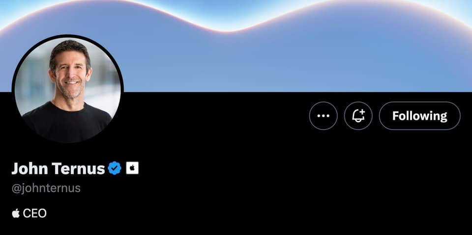 New Apple CEO John Ternus now has his own X account