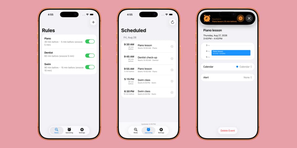 Indie App Spotlight: ‘KeyAlarm’ turns your most important calendar events into alarms